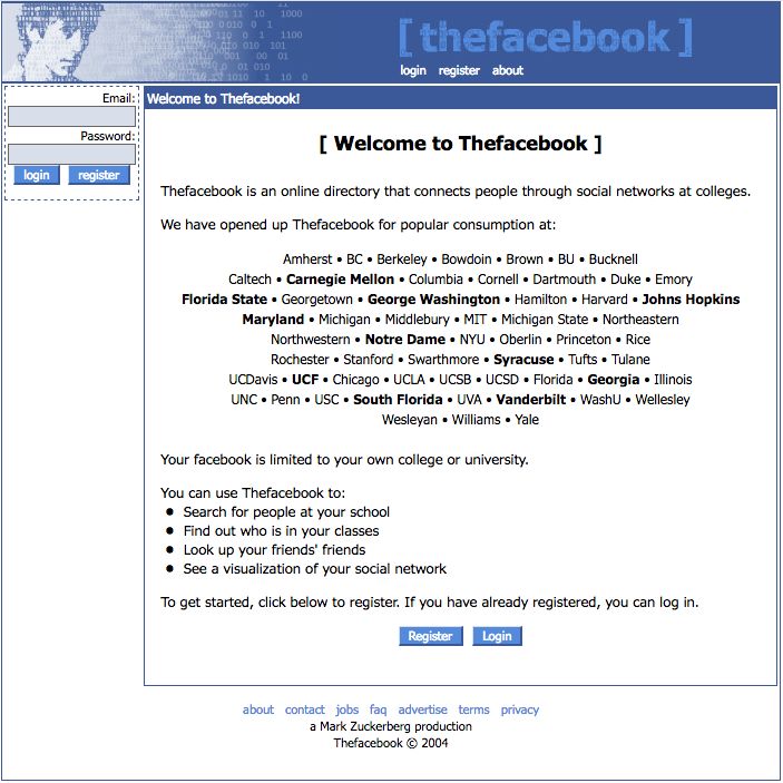 2008: Facebook's homepage - undefined - The Evolution Of Facebook