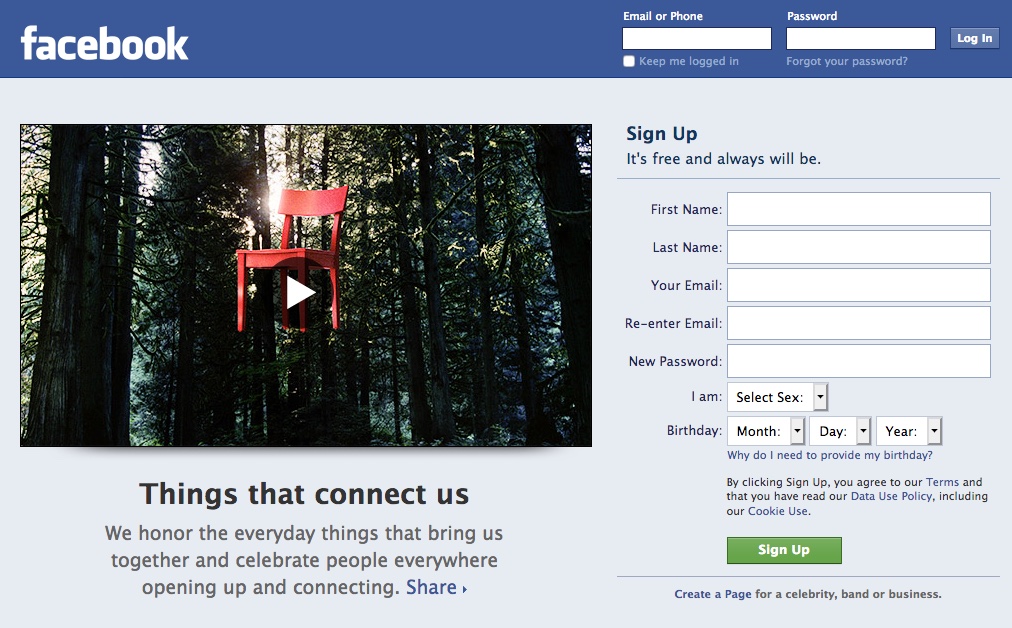 2008: Facebook's homepage - undefined - The Evolution Of Facebook