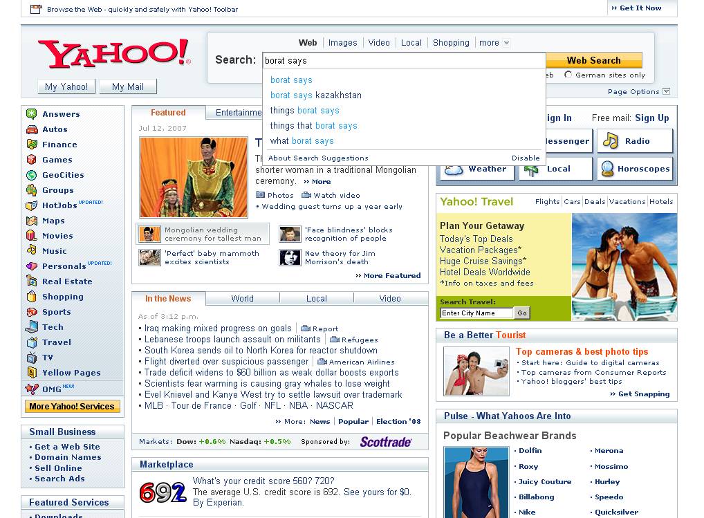 31 Years of Yahoo.com Website Design History - 20 Images - Version Museum